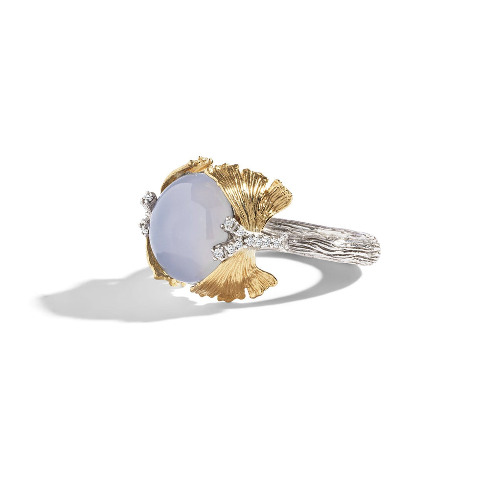 Michael Aram Butterfly Gingko Ring with Chalcedony and Diamonds 6 510805356CH