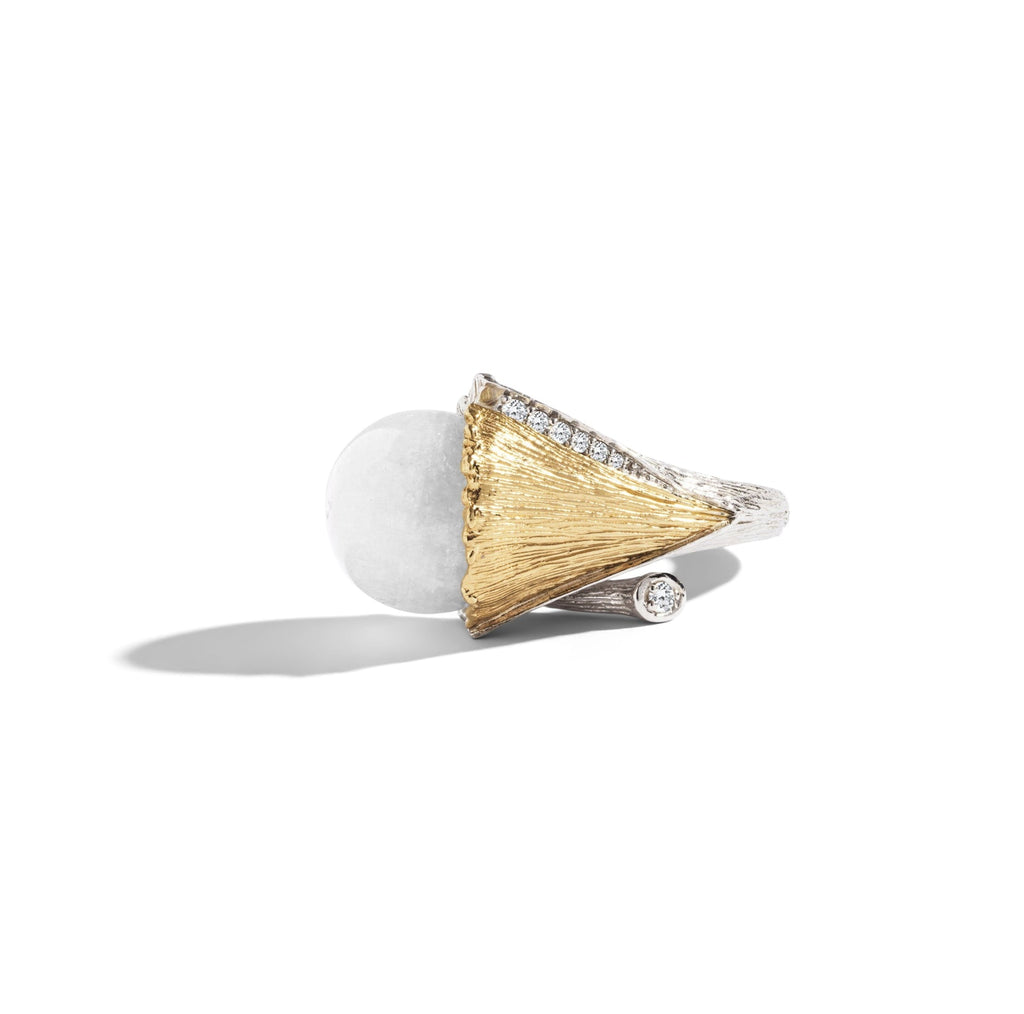 Michael Aram Butterfly Gingko Ring with Moonstone and Diamonds 6 510805216MS