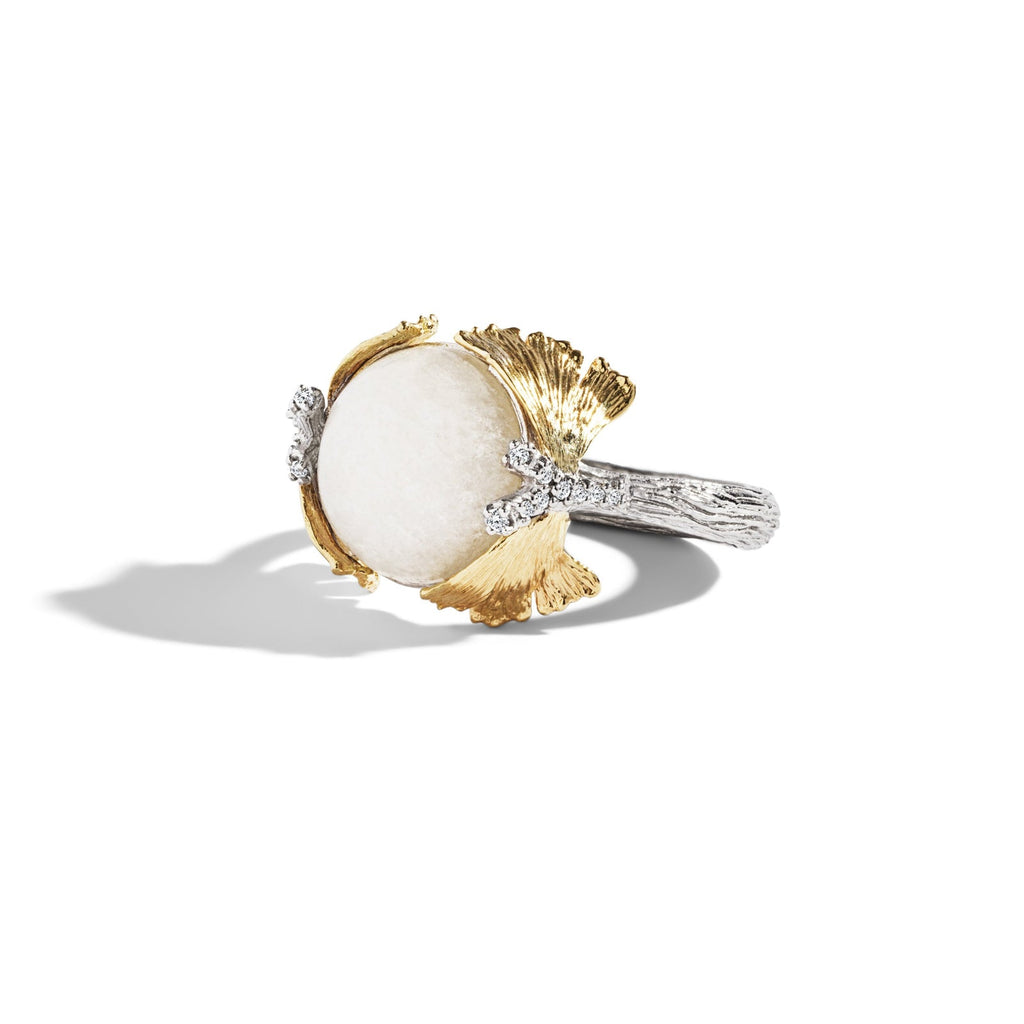 Michael Aram Butterfly Gingko Ring with Moonstone and Diamonds 6 510805346MS