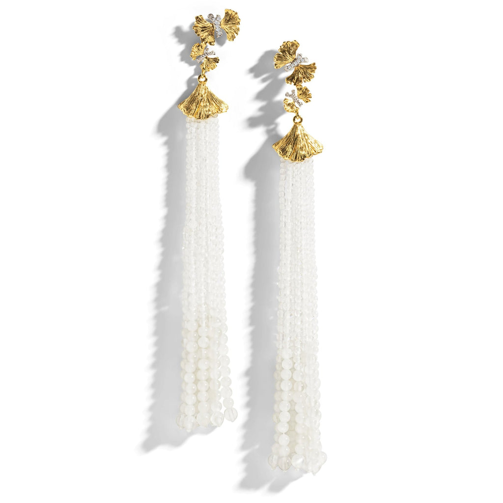 Michael Aram Butterfly Gingko Tassel Earrings with Moonstone and Diamonds 531808860MS