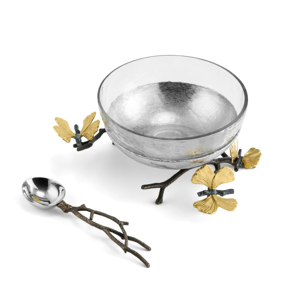 Michael Aram Butterfly Ginkgo Glass Nut Dish & Spoon 175743