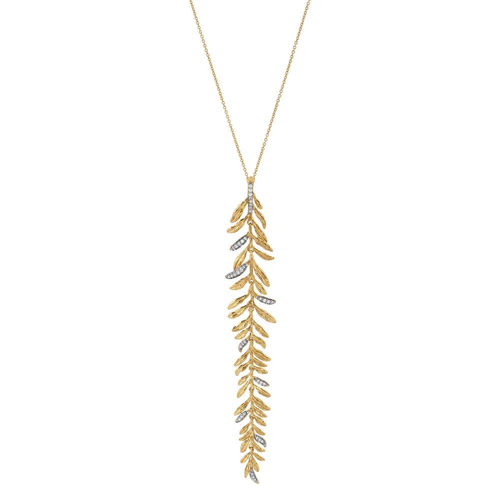 Michael Aram Laurel Leaf Drop Necklace with Diamonds 530812890DI