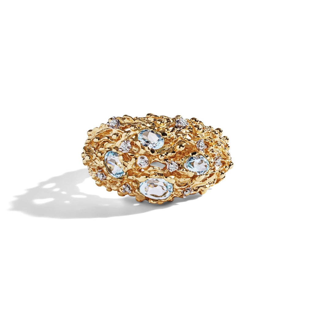 Michael Aram Ocean Caged Ring with Blue Topaz & Diamonds 511811516DI