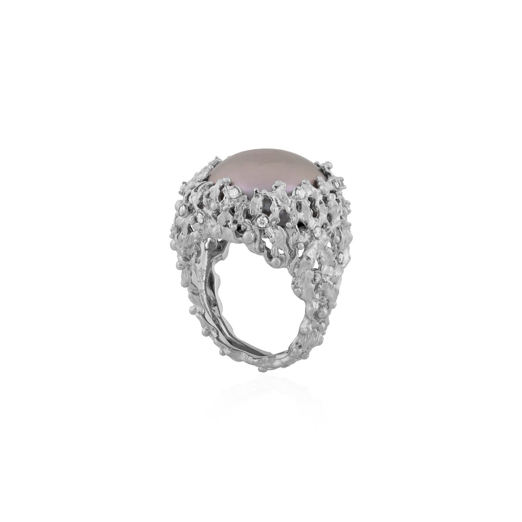 Michael Aram Ocean Ring with Pearl and Diamonds 6 512812396DI