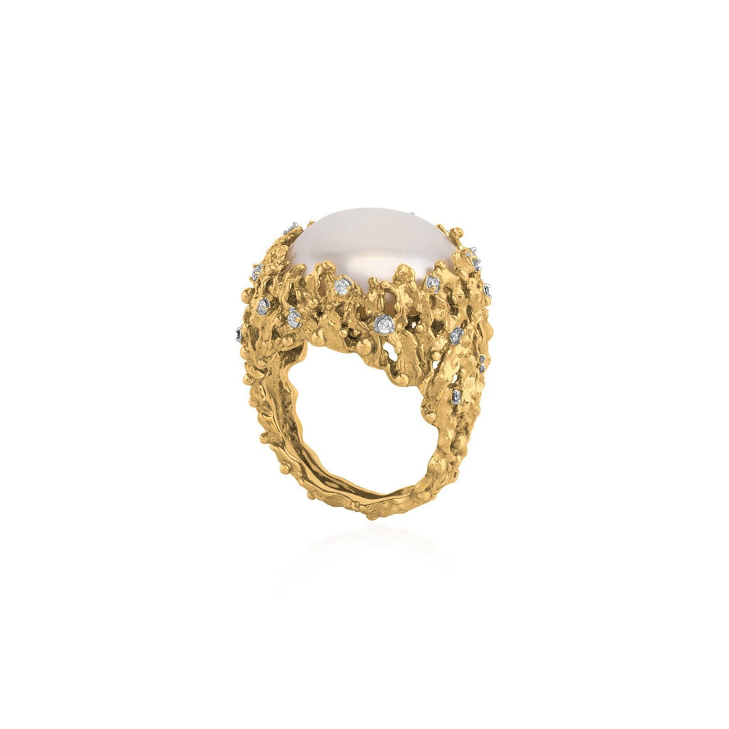 Michael Aram Ocean Ring with Pearl and Diamonds 6 511811506DI