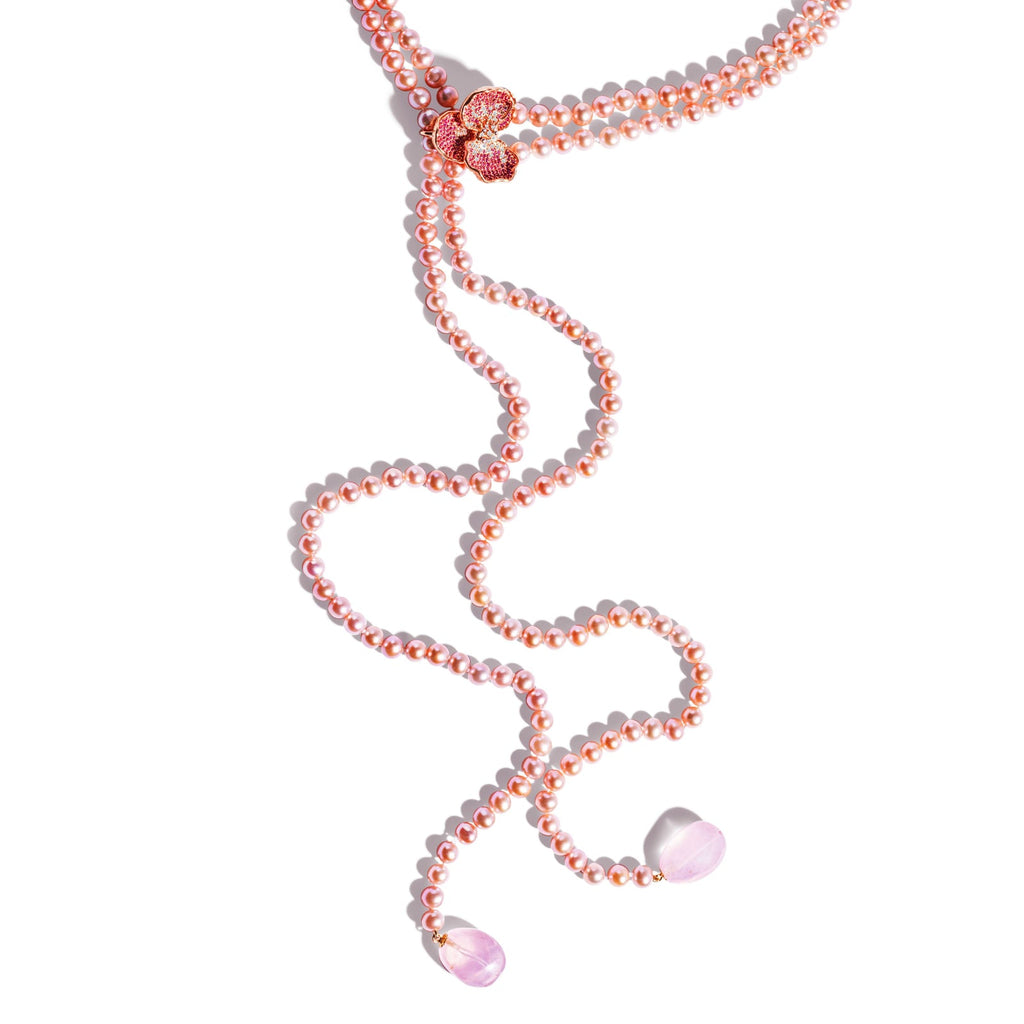 Michael Aram Orchid Lariat & Pearls & Pink Sapphires in Rose Gold 534814000PS