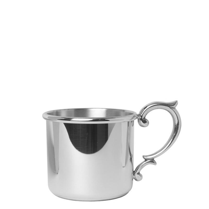 Salisbury Pewter Straight Edge Baby Cup with Scroll Handle 5 oz SCSE-S