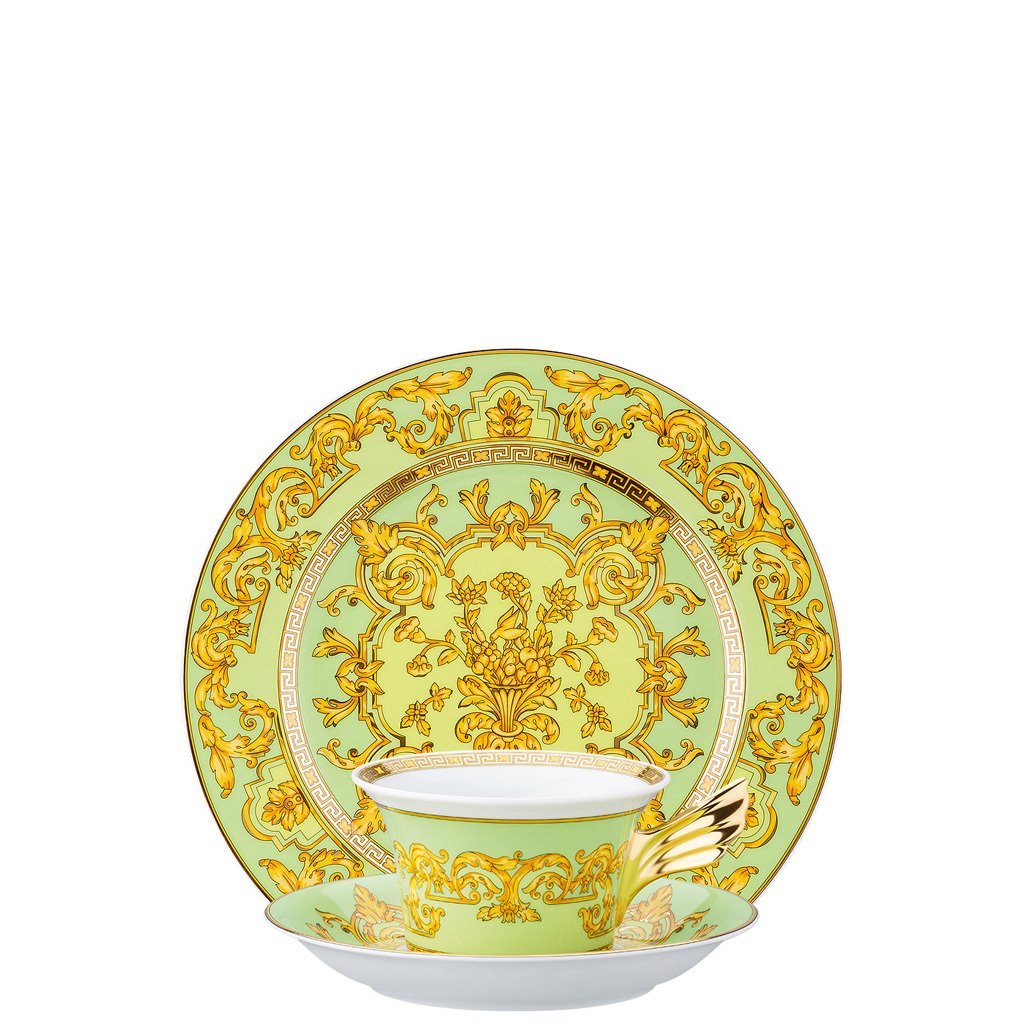 Versace 25 Years Green Floralia Tea Cup Tea Saucer & Dessert Plate Set 3 pieces 19300-409979-28604