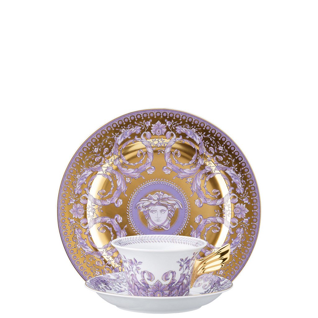 Versace 25 Years Le Grand Divertissement Gold Tea Cup Tea Saucer & Dessert Plate Set 3 pieces 19300-403626-28604