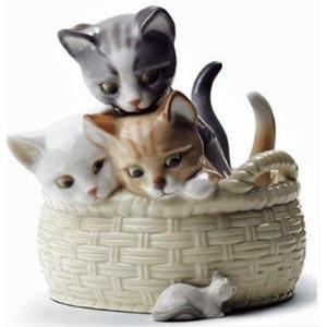 Lladro Cats And Dog Figurines