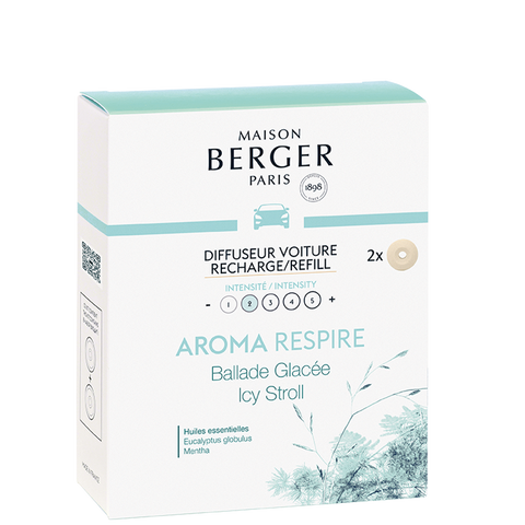 Lampe Berger Set of 2 Aroma Respire Icy Stroll Car Diffuser Refill