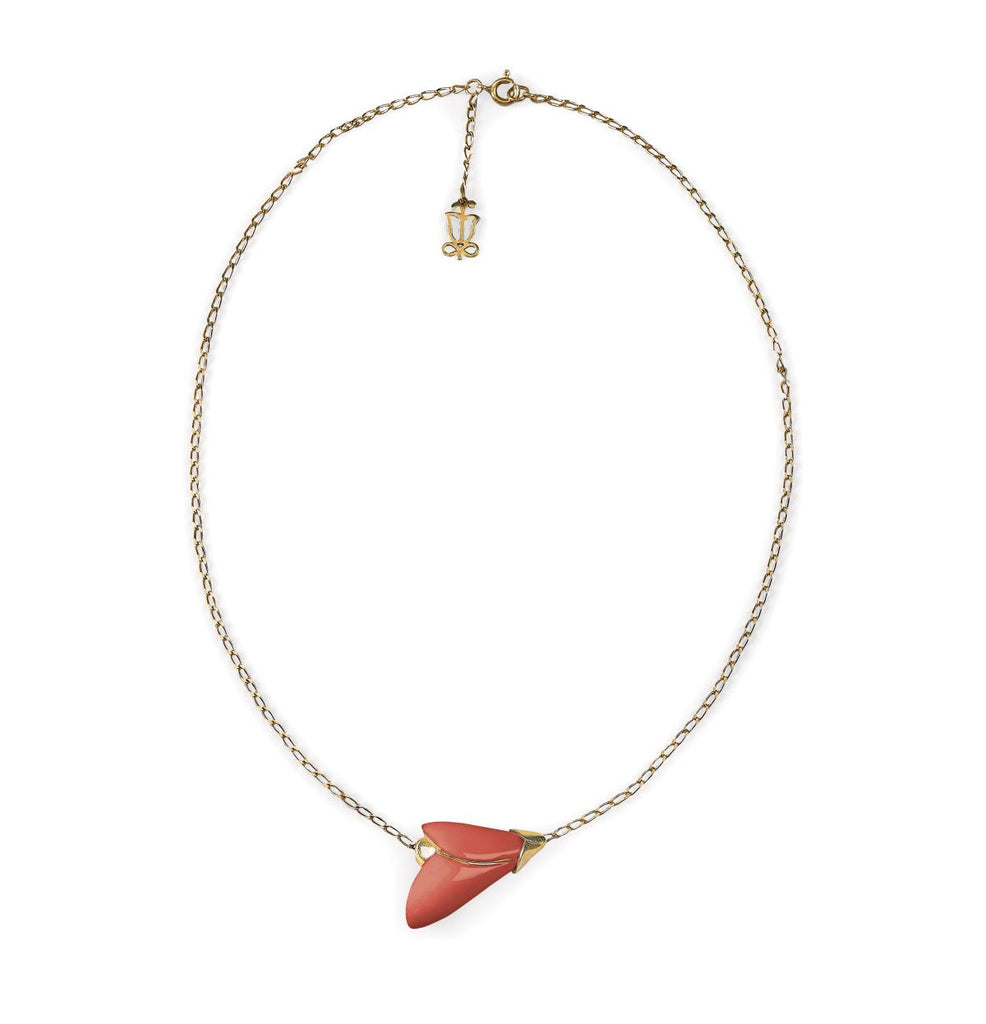 Lladro Heliconia Pendant Necklace Coral 01010181