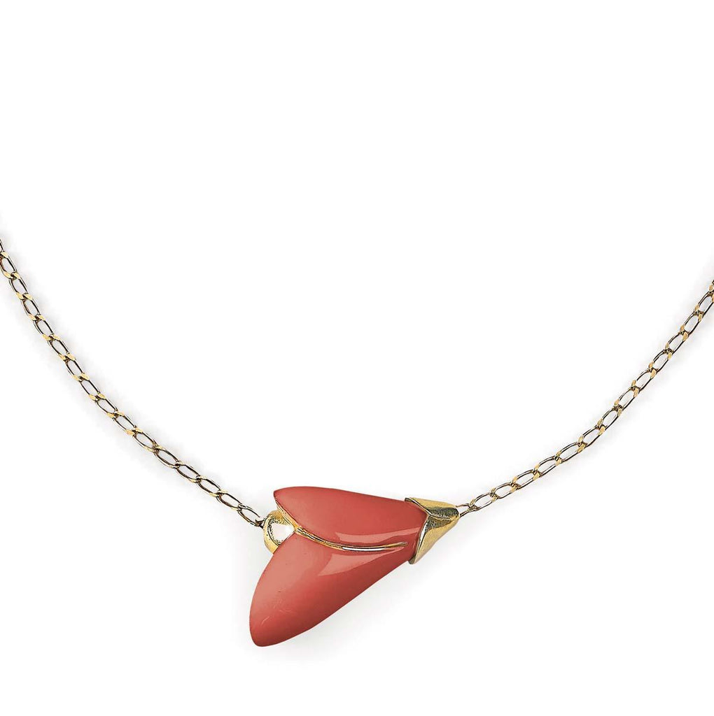 Lladro Heliconia Pendant Necklace Coral 01010181