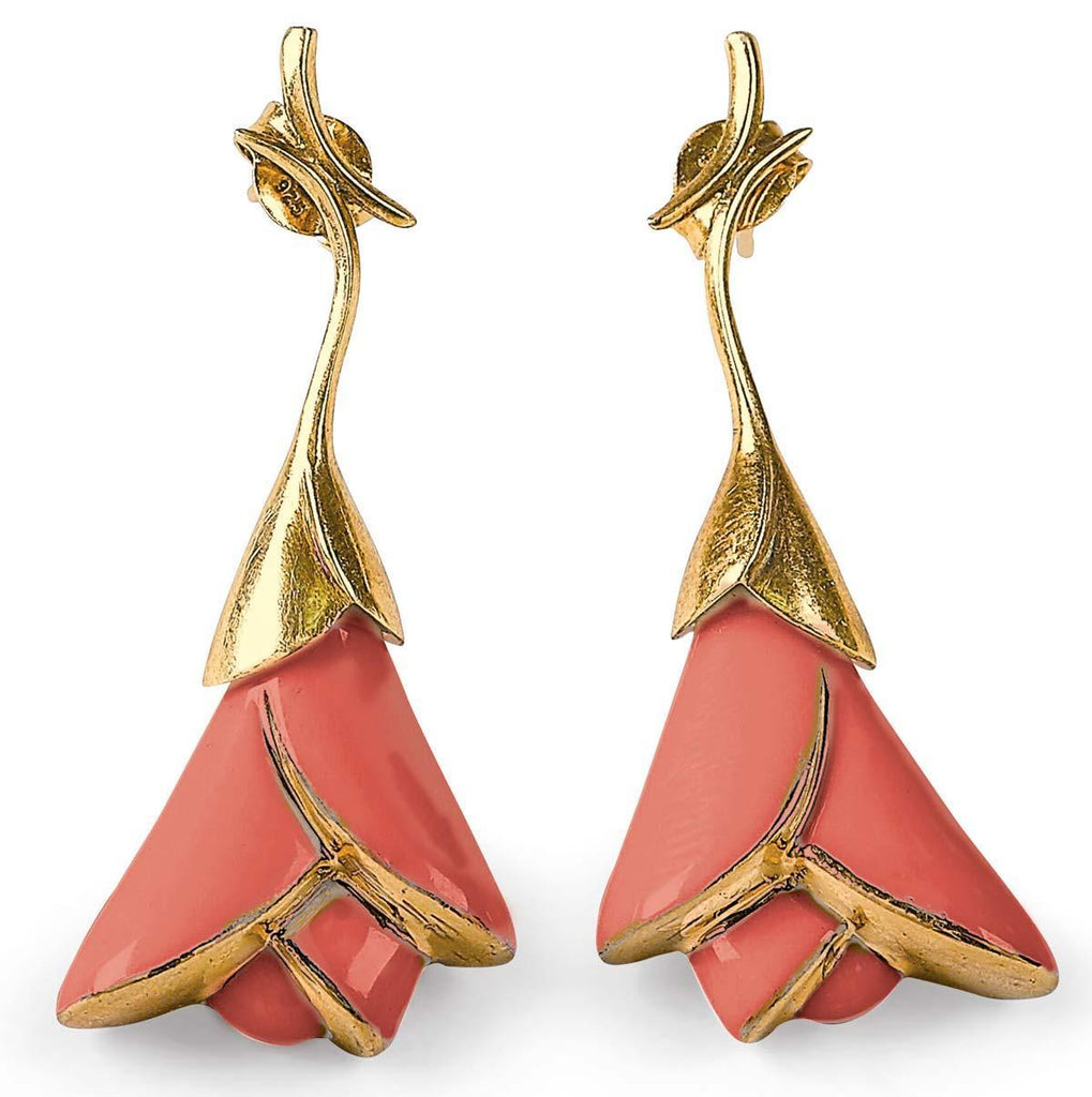 Lladro Heliconia Short Earrings Coral 01010182
