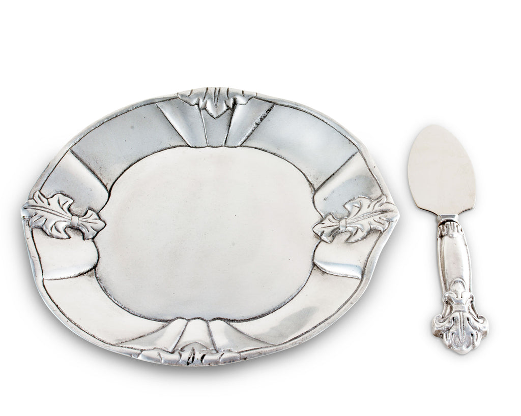 Arthur Court Designs Aluminum Fleur-De-Lis Pattern 8" Plate and Server