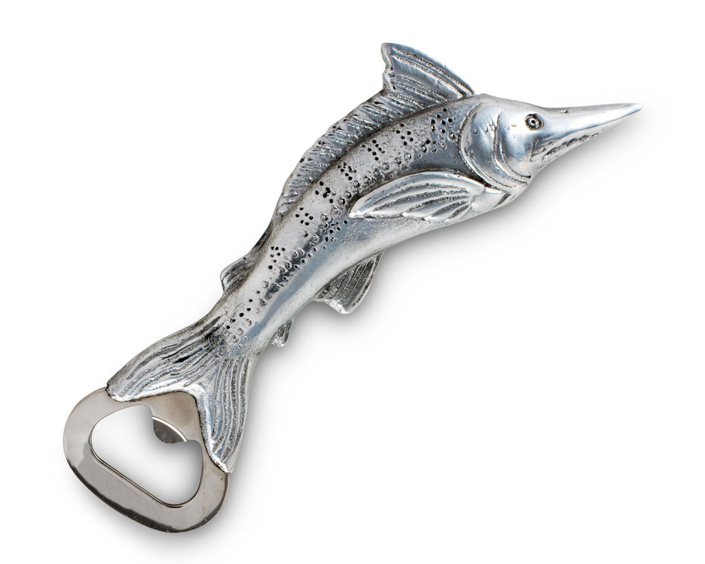 Arthur Court Designs Aluminum Marlin Fish Bottle Opener Fisherman Gift Coastal Barware 7" Long
