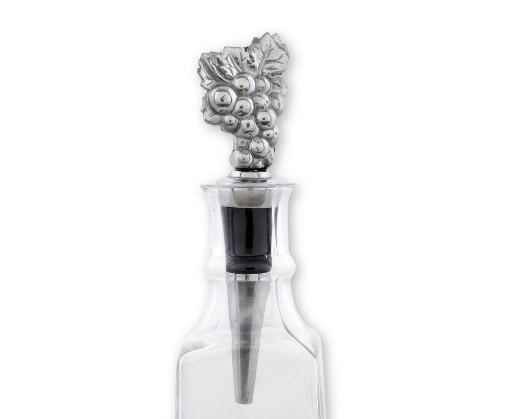 Arthur Court Grape Bottle Stopper Detail Grapes Sand Casted in Aluminum with Artisan Quality Hand Polished 4 inch Long