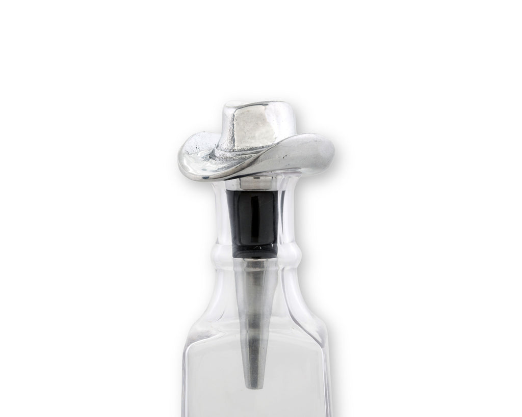 Arthur Court Western Cowboy Hat Bottle Stopper / Wine Saver - Aluminum