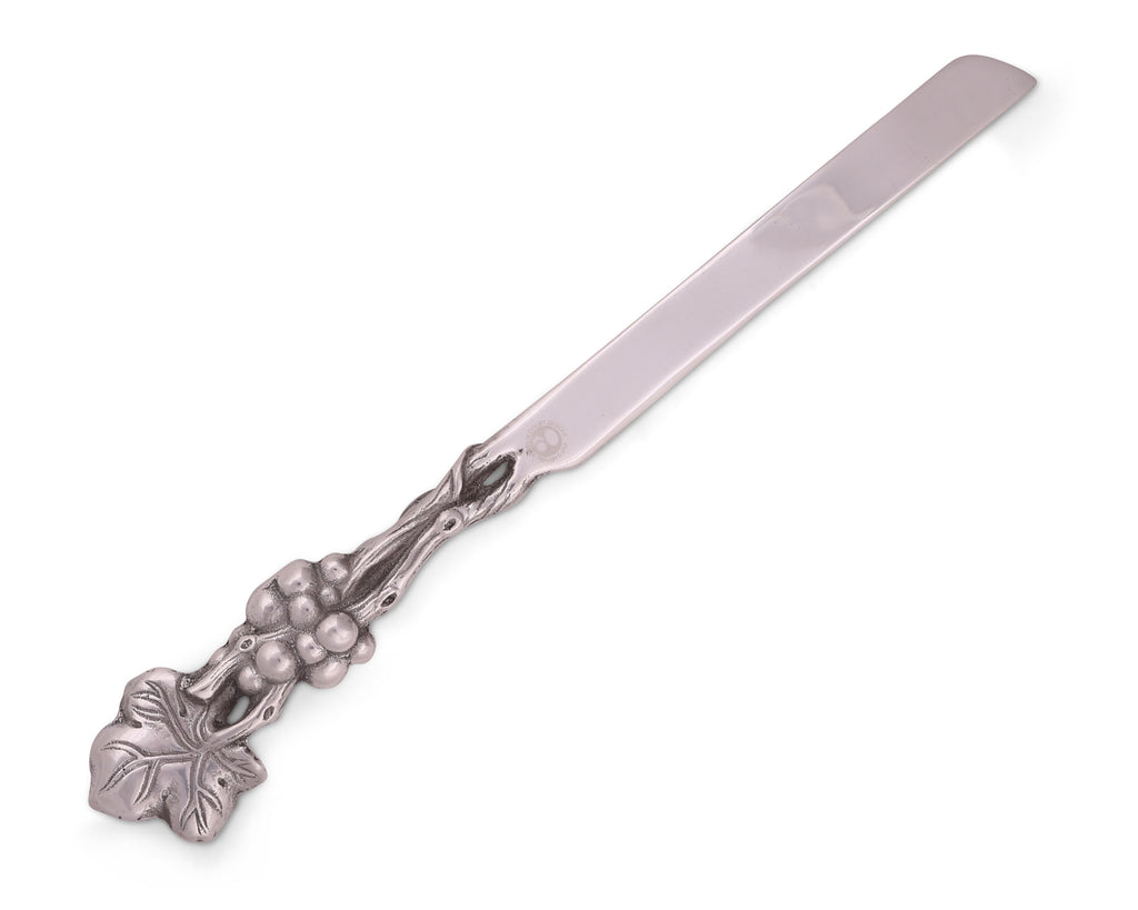 Arthur Court Metal Cake Knife Grape Pattern Sand Casted in Aluminum with Artisan Quality Hand Polished Tarnish Free 13.75 inch