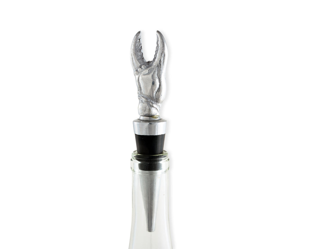 Arthur Court Designs Aluminum Blue Crab Bottle Stopper / Wine Saver 6 Inch Tall