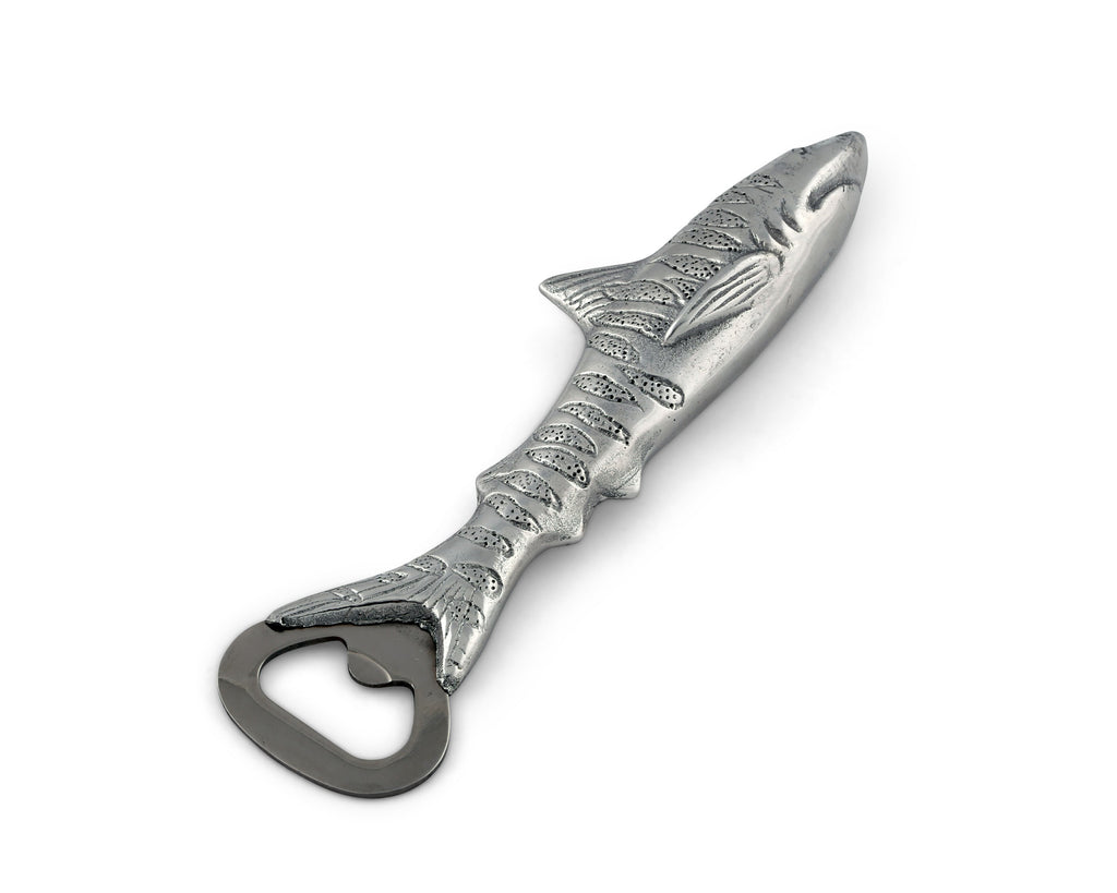 Arthur Court Designs Shark Aluminum Metal Handle Bottle Opener with forged Stainless Steel Opener 7 inches Long