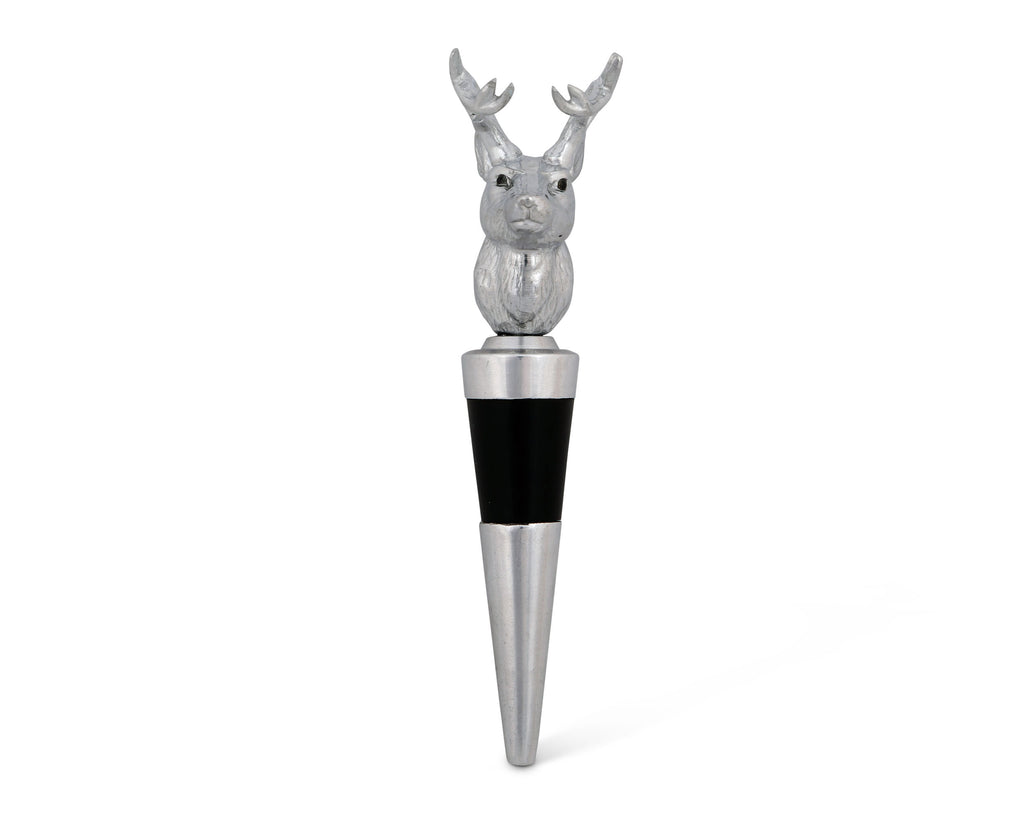 Arthur Court Designs Aluminum Deer Antler Bottle Stopper / Wine Saver 6 Inch Tall