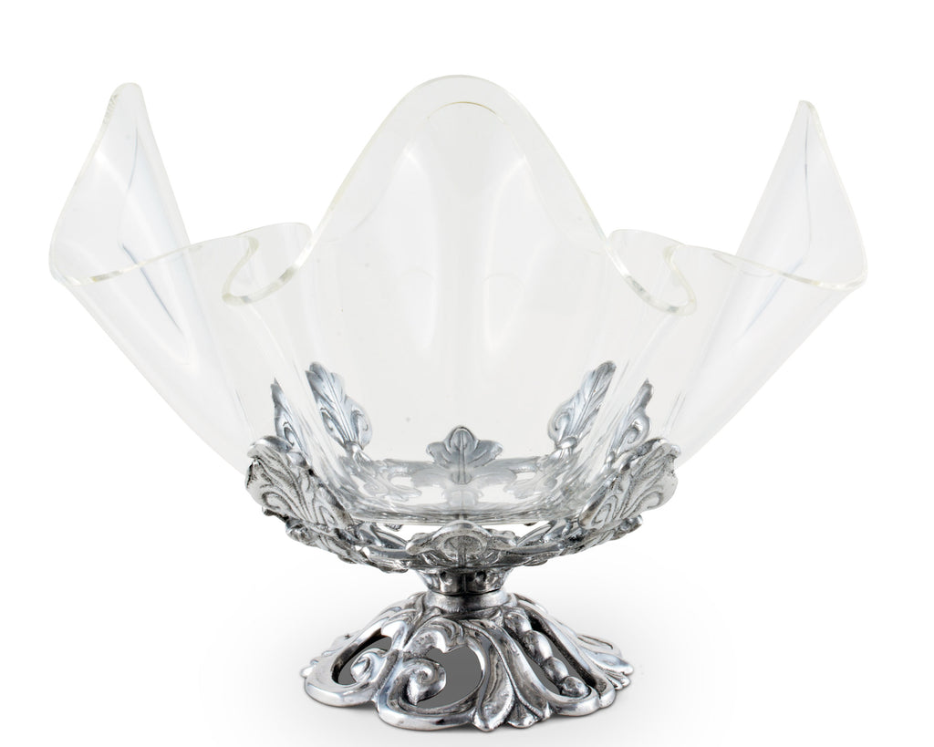 Arthur Court Designs Aluminum Fleur-De-Lis Stand with 11" Acrylic Serving Bowl