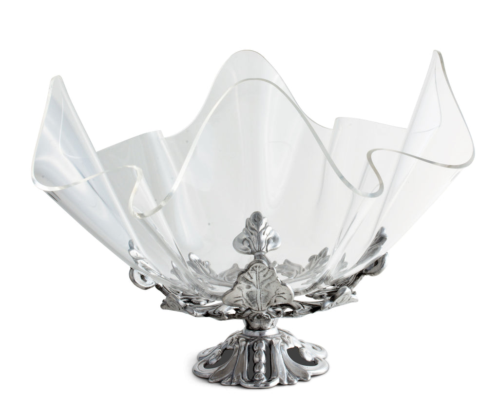 Arthur Court Designs Aluminum Metal Fleur-De-Lis Stand with 14" Acrylic Serving Bowl
