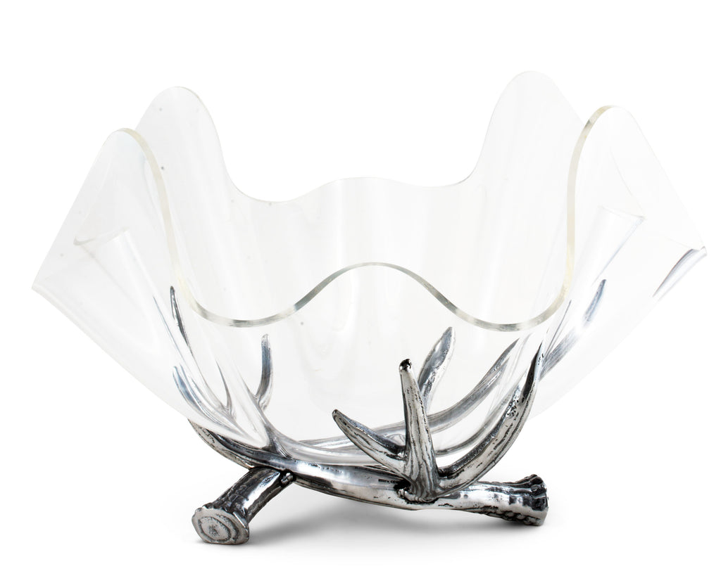 Arthur Court Designs Aluminum Metal Antler Style Stand with 14" Acrylic Serving Bowl