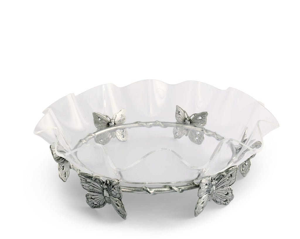 Arthur Court Designs Aluminum Metal Butterfly Stand with 16" Acrylic Serving Bowl