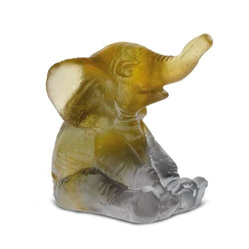 Daum Crystal Mini Elephant Amber Grey 05136