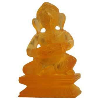 Daum Crystal Amber Ganesh Musician Dholak 05209