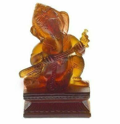 Daum Crystal Amber Ganesh Musician Veena 05210