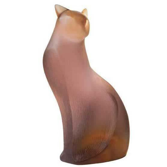 Daum Crystal Sitting Cat Grey Pink 05304-1