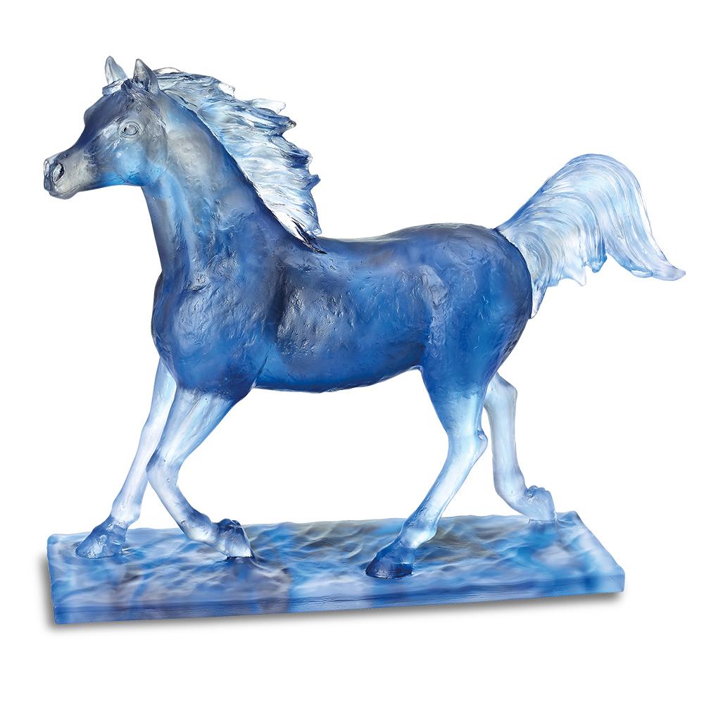 Daum Crystal Majestic Horse Blue 05491-2