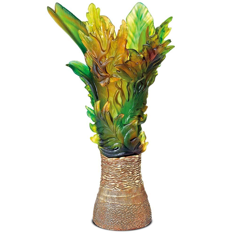 Daum Crystal Borneo Magnum Vase Green 05536