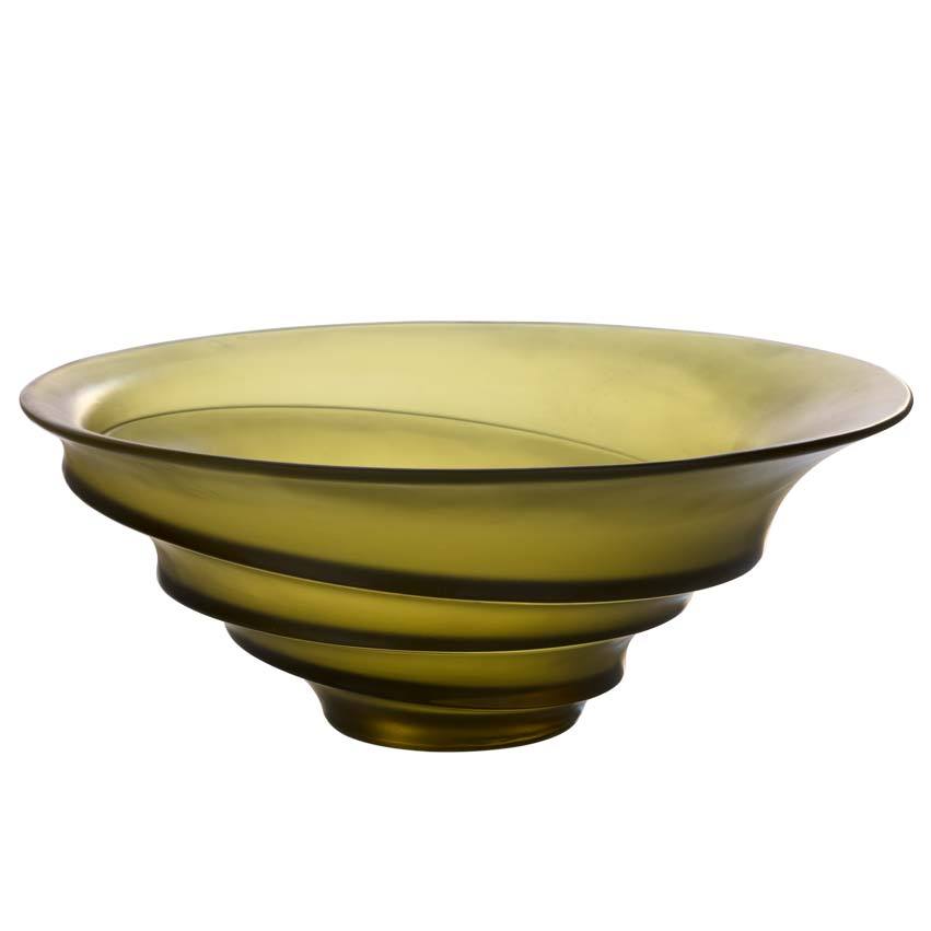 Daum Crystal Olive Green Bowl 05574-1