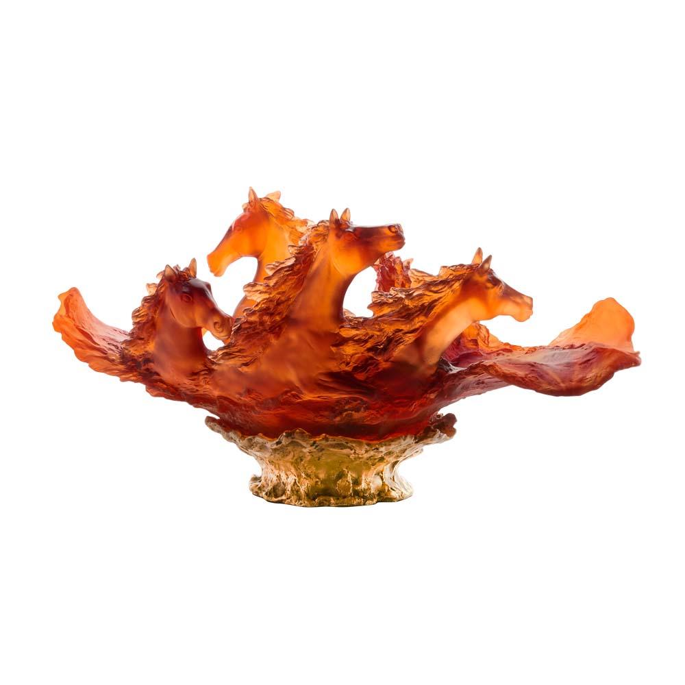 Daum Crystal Cavalcade Centerpiece Amber 05592