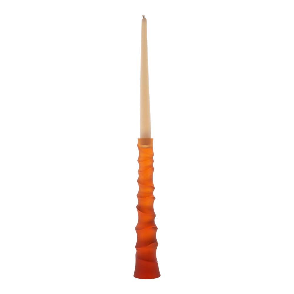 Daum Crystal Sand Candlestick Amber 05622-2