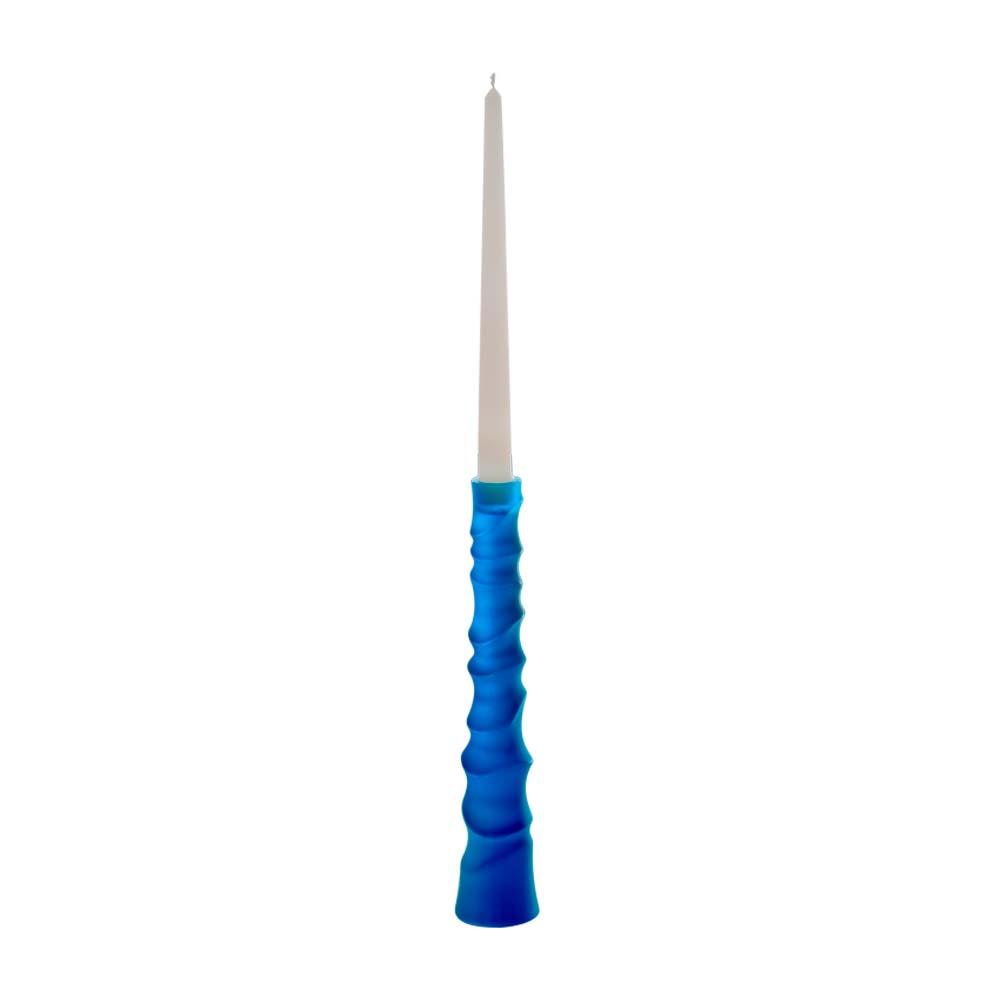 Daum Crystal Sand Candlestick Blue 05622