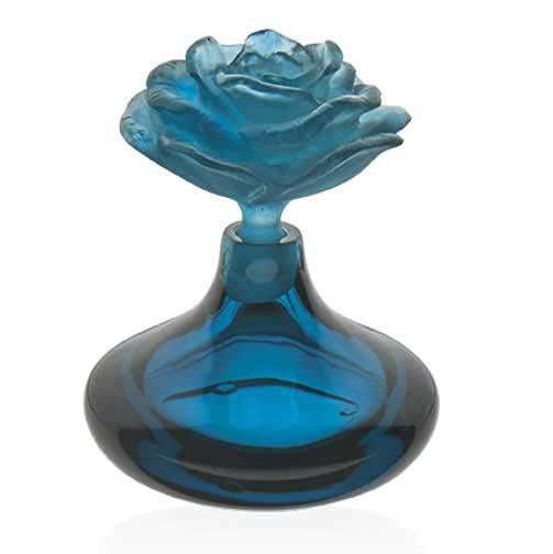 Daum Crystal Blue Rose Romance Perfume Bottle 05625-2