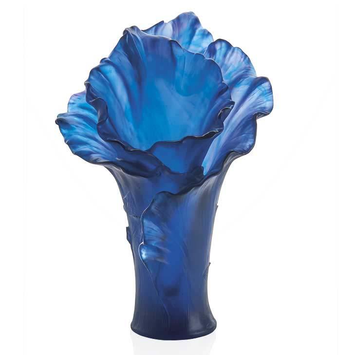 Daum Crystal Arum Vase Large Dark Blue 05648
