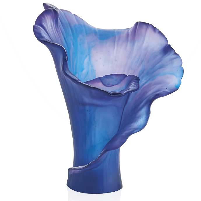 Daum Crystal Arum Medium Vase Dark Blue 05649