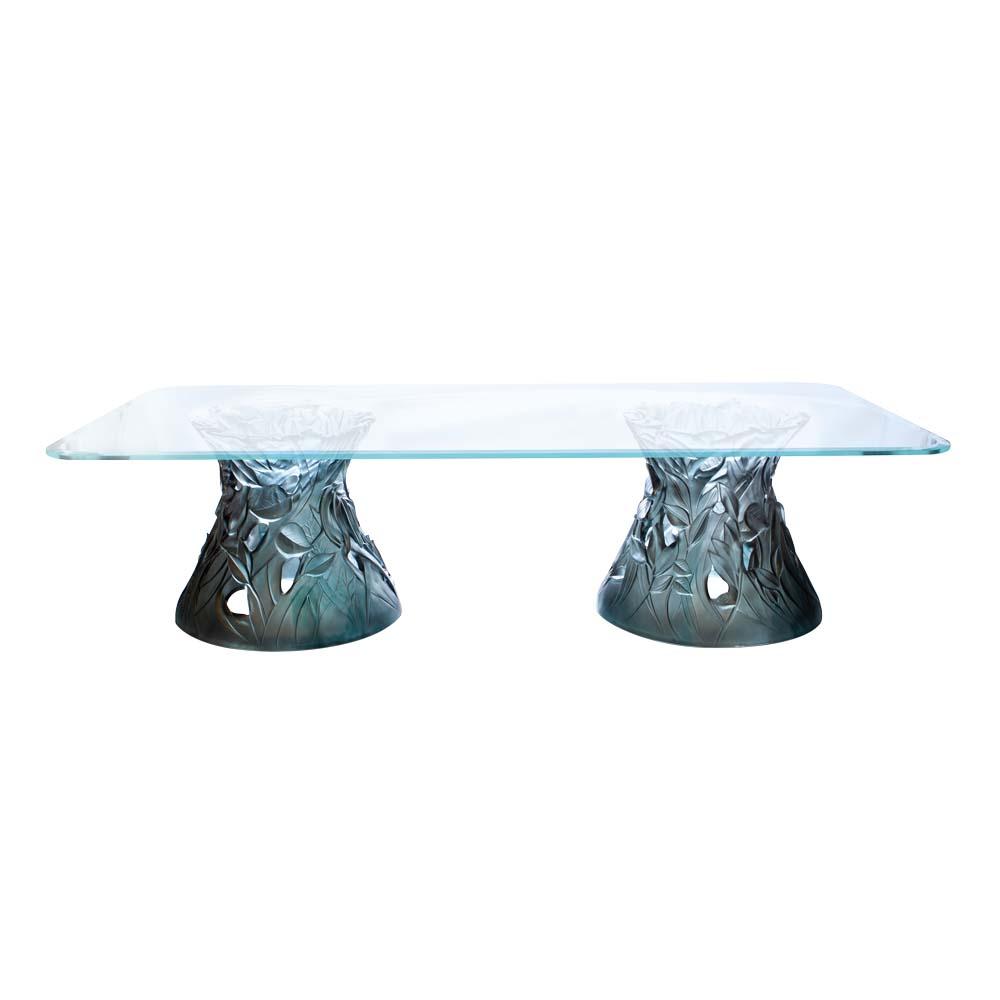Daum Crystal Coffee Table Large Blue Grey 05661-1
