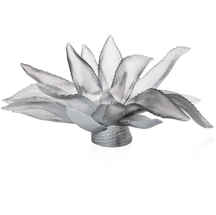 Daum Crystal Agave Centerpiece Jardin De Cactus Grey 05664-1
