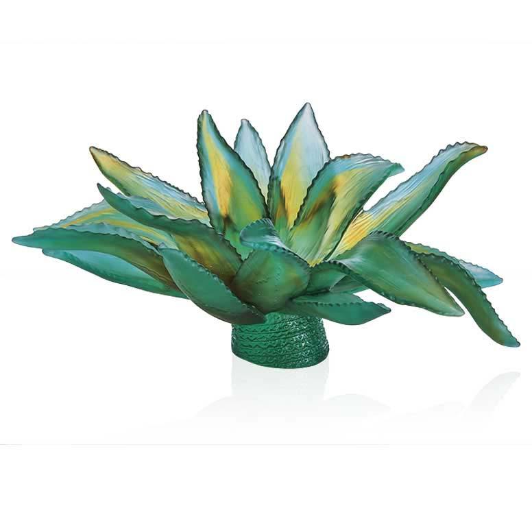Daum Crystal Agave Centerpiece Jardin De Cactus Green 05664
