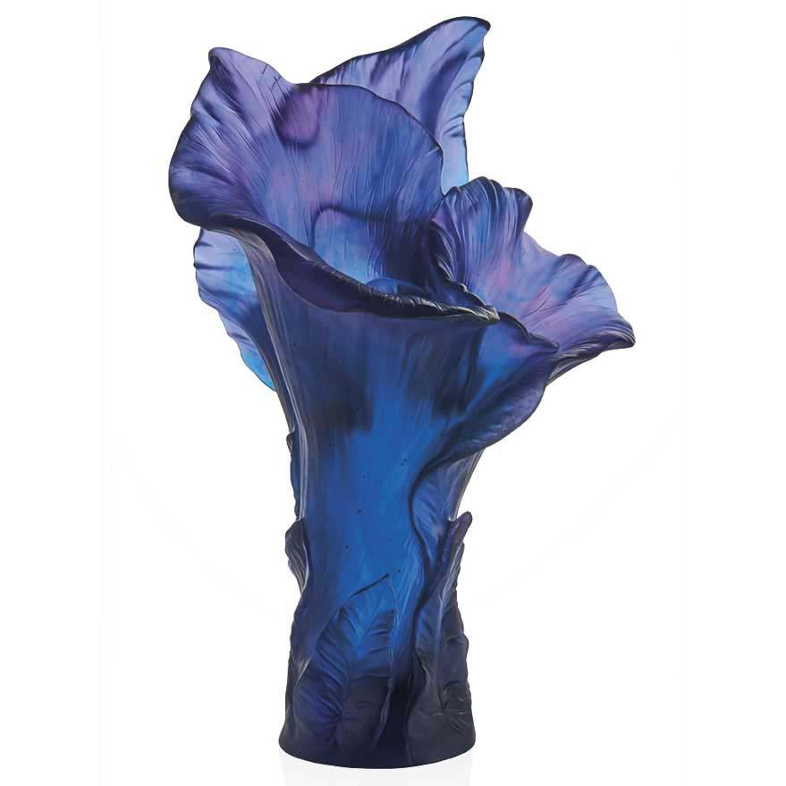 Daum Crystal Arum Magnum Vase Dark Blue 05667