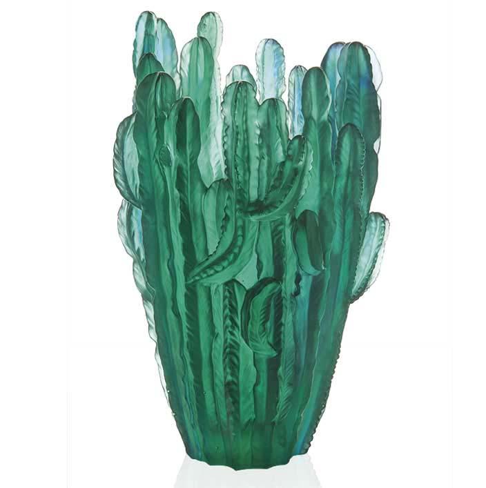 Daum Crystal Jardin De Cactus Vase Green 05673