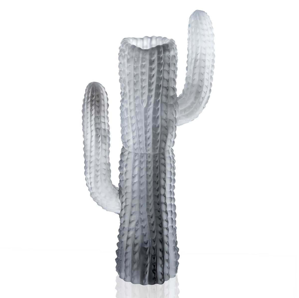Daum Crystal Cactus Garden Vase Gray 05679-1