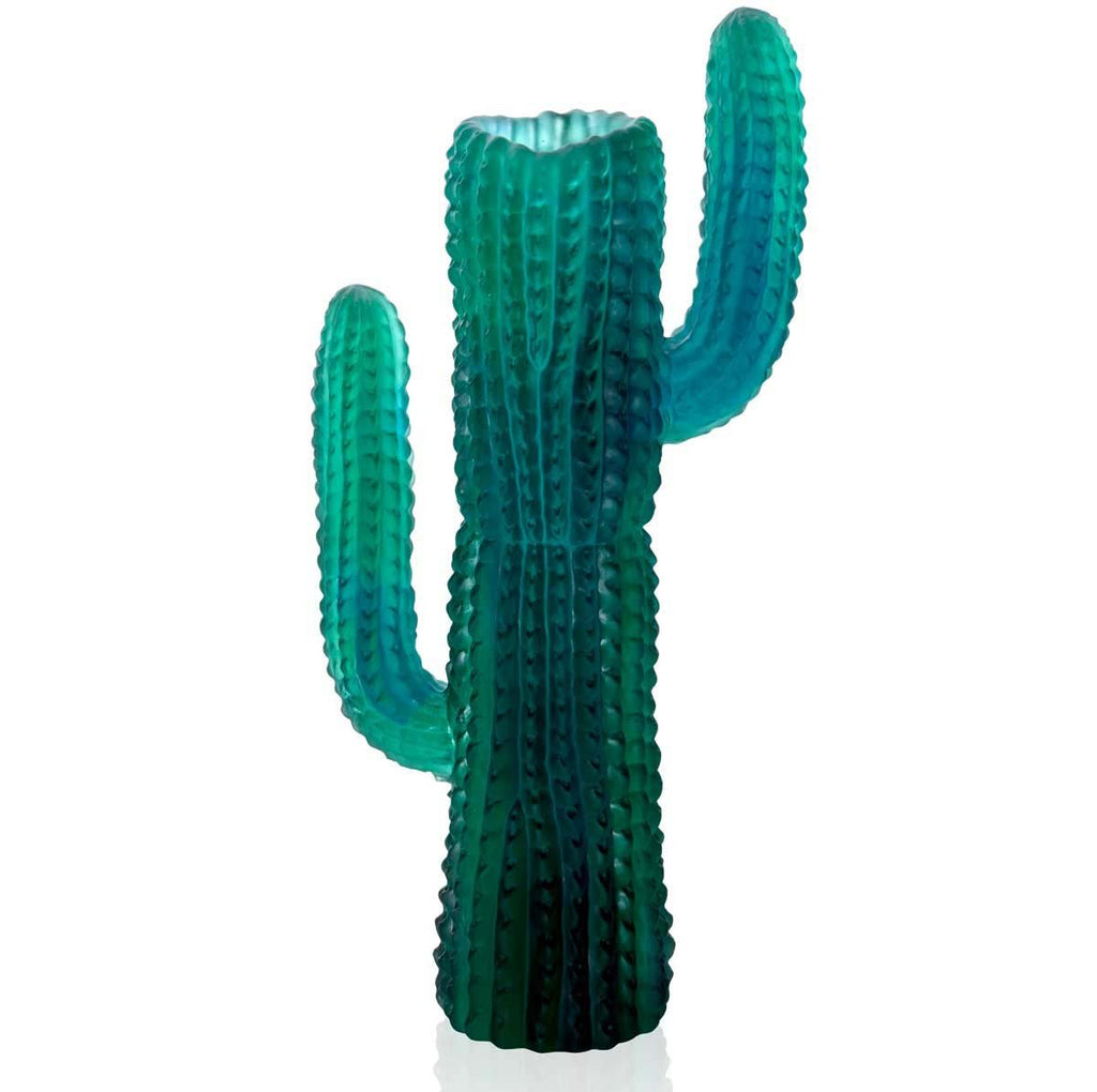 Daum Crystal Cactus Garden Vase Green 05679